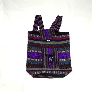 Backpack Brightly Colored Woven Mexican Blanket Style